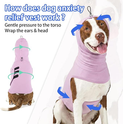 MIGOHI Dog Anxiety Shirt | Breathable Calming Vest for Medium Dogs,Anxiety Jacket for Dogs Vet Visit,Travel, Separation,Fireworks,Storms,Dog Vest for Anxiety to Stop Panting & Hiding,Purple,L