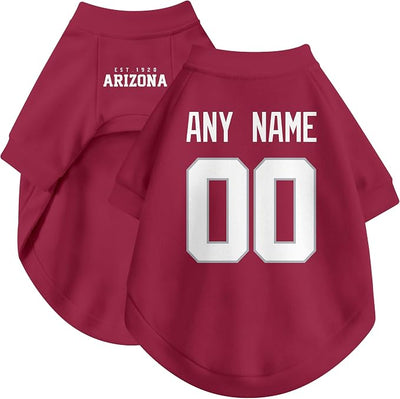 Arizona Dog Clothes Jersey Style Personalized Pet T Shirt with Custom Name Number for Small Medium Large Dogs