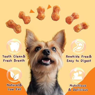 Jungle Calling Rawhide Free Dog Chew Treats, Real Chicken Wrapped Peanut Butter Bones, Teeth Clean Chewy Training Snacks, 6 oz (Pack of 2)