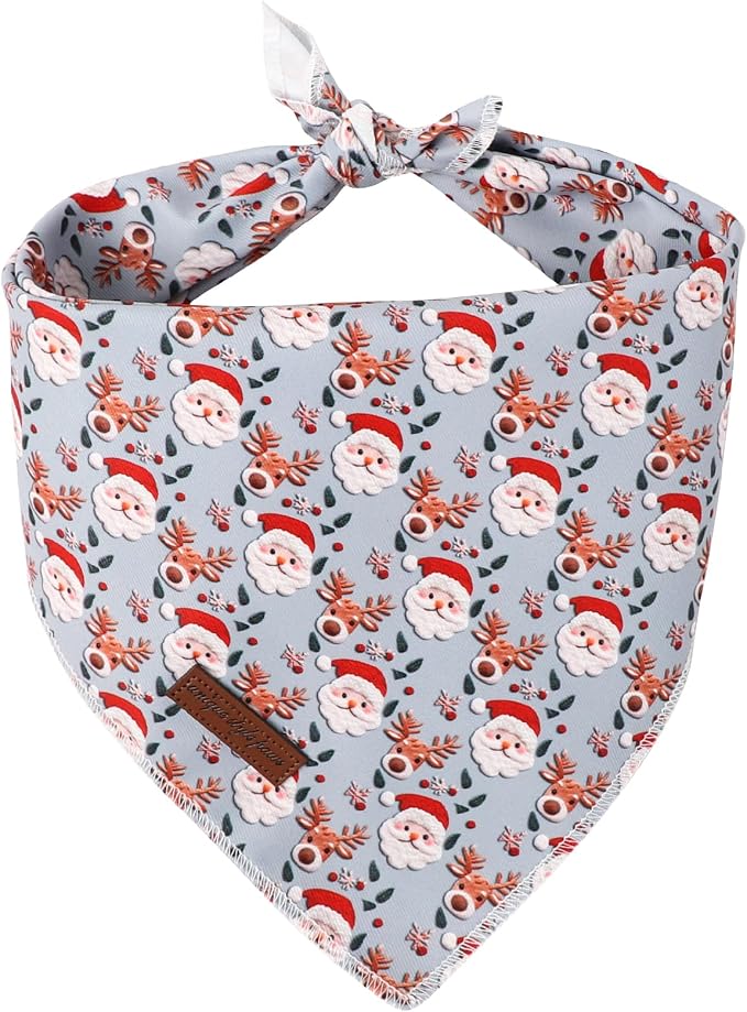 Unique Style Paws Dog Bandanas 1PC Washable Cotton Triangle Puppy Scarfs Elk Christmas Man with Colorful Flower for Small Medium Large Dogs and Cats