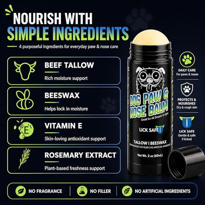 Ketostat 2 oz Dog Paw & Nose Balm Lick-Safe Made with Beef Tallow Giant Stick, Fragrance-Free Paw Protector