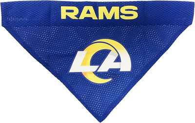NFL DOG BANDANA - LOS ANGELES RAMS REVERSIBLE PET BANDANA. 2 Sided Sports Bandana with a PREMIUM Embroidery TEAM LOGO, Small/Medium. - 2 Sizes & 32 NFL Teams available