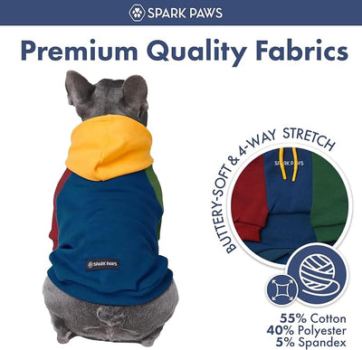 Spark Paws Dog Hoodie – Premium Dog Sweater for Small, Medium, and Large Dogs | Warm Outfits for French Bulldogs, Pitbull, Puppy, Winter Jacket Alternative - Primary Color Block - 5XL