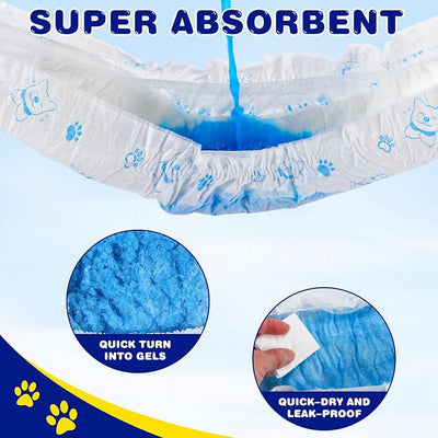 XPCARE 50 Count Disposable Male Dog Diapers, Male Dog Wraps,Super Absorbent Leak-Proof Fit (Medium)