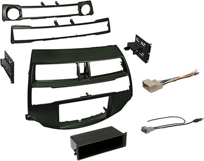 American International Honda Accord (2008-2012 All Trim Levels) Double DIN or Single ISO with Pocket Radio Install Dash Kit, Car Audio Wiring Harness & Antenna Adapter Included, Dark Gray Metallic