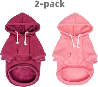 2-Pack Dog Hooded Sweaters & Jackets - Soft Dog Clothes Hoodie for Small/Medium/Large Dogs & Cats | All-Season Comfort & Fit, Stylish Pet Shirts Apparel & Accessories (Pink, Purple, Medium)