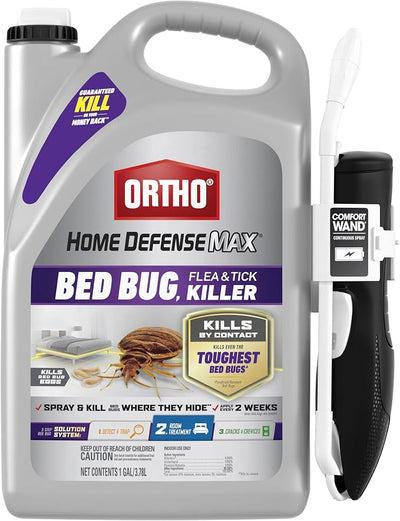 Ortho Home Defense Max Bed Bug, Flea and Tick Killer with Comfort Wand - Ready To Use Insect Spray for Home, Kills Bed Bug Eggs, Fleas & Ticks, 1 gal.