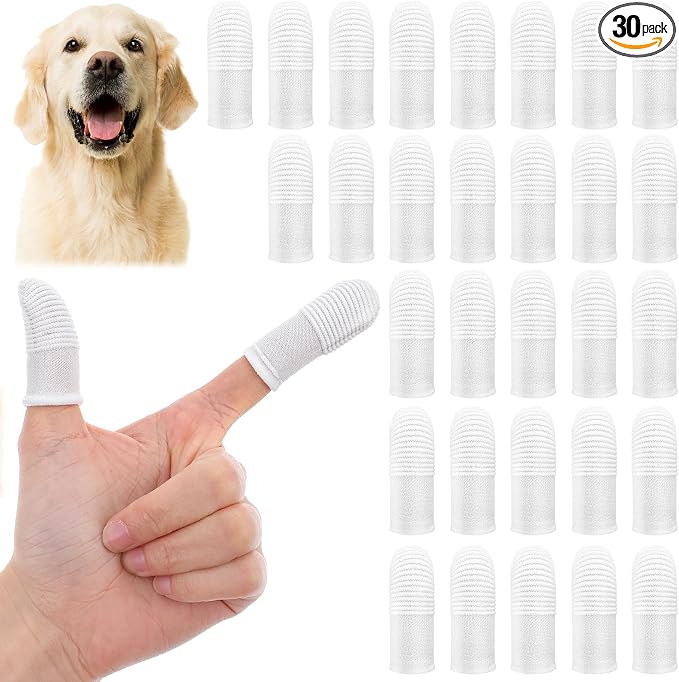 30Pcs Cat & Dog Toothbrush Finger, Soft Fabric Finger Toothbrush for Dogs Cats, Washable & Reusable Teeth Cleaning Wipes Toothbrushes Fingers Dental Wipes Care Remove Stain