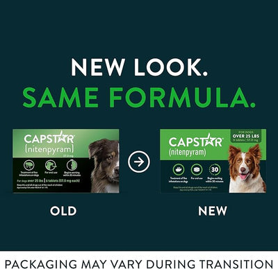 Capstar for Dogs (nitenpyram), Fast-Acting Oral Flea Treatment for Dogs Over 25+ lbs, Vet-Recommended Flea Medication Tablets Start Killing in 30 Minutes, 12 Doses (Includes Two 6-Count Boxes)