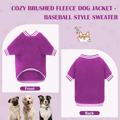 Dog Sweaters for Large Dogs, Brushed Fleece Dog Sweater Baseball Jacket Large Pet Sweater Clothes Soft Warm Boy Girl Pet(Purple-L)