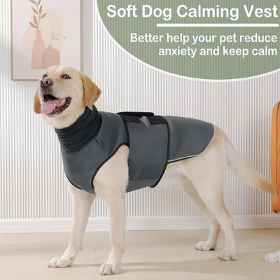 KOESON Dog Anxiety Shirt with Ear Wrap for Extra Large Dogs, Adjustable Dog Calming Hoodie for Separation Anxiety, Thunder, Fireworks, Travel, Soft & Breathable Dog Thunder Vest, Grey XXXL