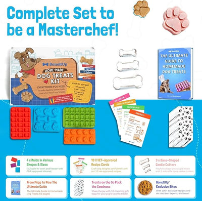 BoneItUp 3-in-1 Dog Activity Kit - Homemade Dog Treats Kit, Puzzle Toy and Lick Mat for Dogs - Brain Stimulation, Enrichment, Calming, Slow Feeding - Healthy Treats and Busy Toys for Dogs and Puppies