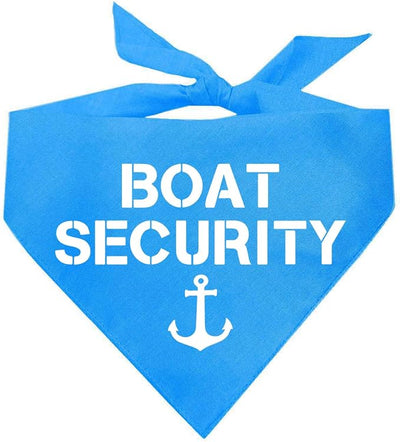Boat Security Dog Bandana | 100% Cotton Adjustable Triangle | Made in USA | Boat Lover | Captain | Beach | Lake | Funny Outfit Prop Photoshoot |Turquoise, One Size (243)