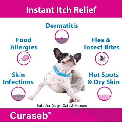 Curaseb Hydrocortisone Spray for Dogs & Cats – Instant Itch Relief for Hot Spots, Paw Licking, Rashes, Allergies, Bites, Dry Skin – with Soothing Aloe, 4oz