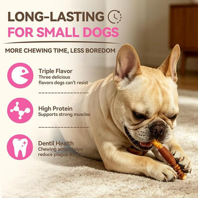 Dog Chew Treats, Long-Lasting Rawhide Sticks with Chicken, Duck & Chicken Liver, High-Protein Beefhide Chews for Small, Medium & Large Dogs, 5 Inch, 30 Count, 21.16 oz