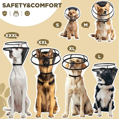 Dog Cone Collar for After Surgery,Transparent Dog Cones Alternative for Small Large Medium Size Dogs,Adjustable Depth Pet Recovery Collars,Elizabethan Collar for Dogs Stop Licking Wound(XXL)
