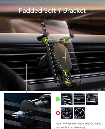 Wireless Car Charger, Baseus 15W Fast Charging Phone Mount for Car Vent, Car Phone Holder with Enlarged Charging Coil for iPhone 15 14 13 12 11 10 8 Pro Max Xs, Samsung Galaxy S&Note Series Google LG