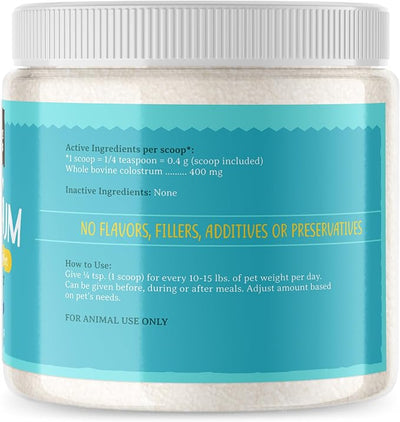 Raw Paws Pet Bovine Colostrum for Dogs Allergies & Immune Support (5-Ounce) - Made in USA - Colostrum for Cats - Senior Dog Supplements - Itchy Skin Treatment - All Ages, Sizes & Breeds