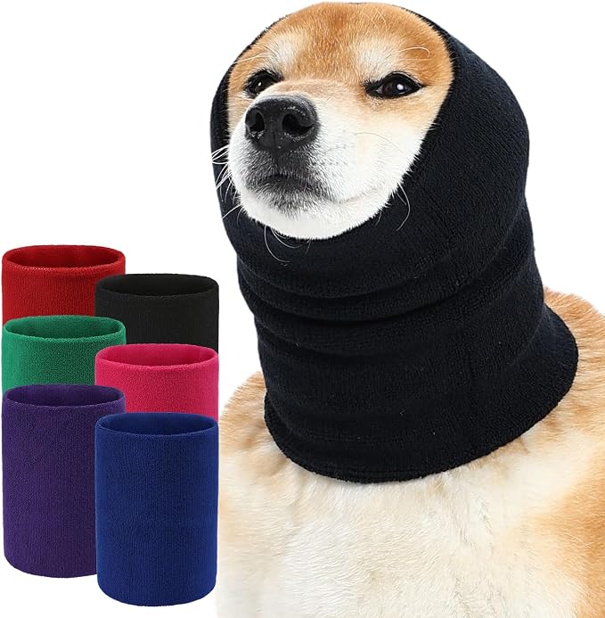 Dog Calming Hoodie Quiet Head Cover Sleeves Double Layer Thickened Dog Ear Muffs Noise Protection,Dog Hematoma Ear Wrap, Dog Headband for Anxiety Relief for Bath, Thunderstorms