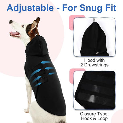 Dog Calming Vest, Dog Anxiety Vest with Ear Wrap to Reduce Noise Stress, Anxiety Jacket for Dogs, Dog Compression Shirt Anxiety for Separation, Fireworks, Vet Visits (Black, M)
