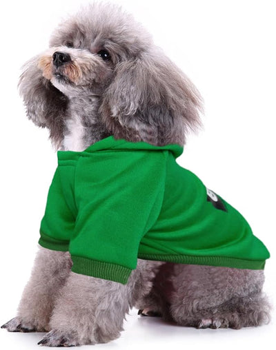 Jecikelon Print Dog Hoodies for Small Dogs, Soft Fleece Puppy Clothes for Pet Cat, Warm Winter Outfits Cold Weather Coats, Cute Sweatshirt Puppies Costume (Green, X-Small)