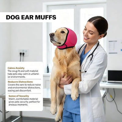 Dog Ear Muffs, No Flap Ear Wraps for Dogs Hematoma - Waterproof Elastic Ear Cover with Calming Hoodie