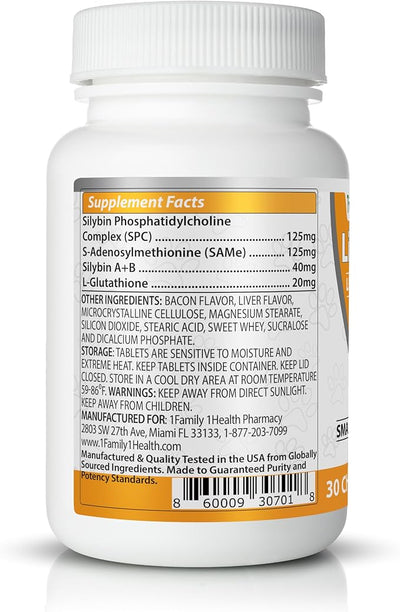 Comprehensive Liver Supplement (2 Pack - 60ct), Combining Same, SPC, Silybin A+B, Gluathione, Chew Tabs for Dogs 30Ct (2X Small - Medium)