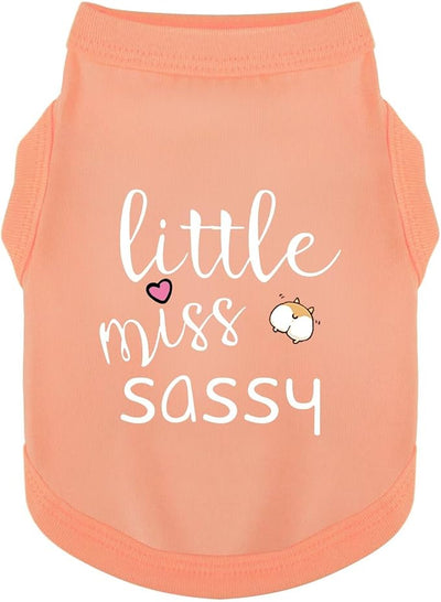 Paiaite Dog Clothes Fashionable Sleeveless Pet Vest: 'Little Miss Sassy' Printed Cotton Dog Shirt, Ideal for Small, Medium, and Large Breeds, Ensuring Comfort and Breathability Orange Pink M