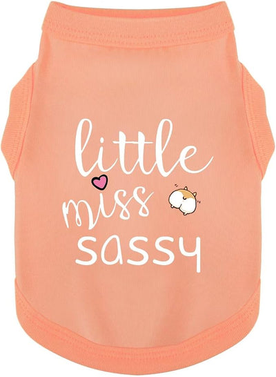 Paiaite Dog Clothes Fashionable Sleeveless Pet Vest: 'Little Miss Sassy' Printed Cotton Dog Shirt, Ideal for Small, Medium, and Large Breeds, Ensuring Comfort and Breathability Orange Pink L