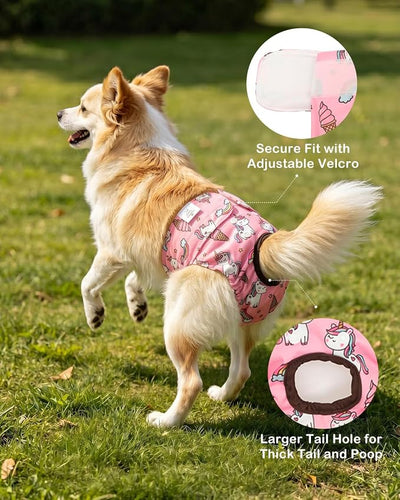 CuteBone Dog Diapers Female Washable Small Medium Large 3 Pack Reusable Doggie Diapers Puppy Period Pants for Doggy Heat Cycle Peeing