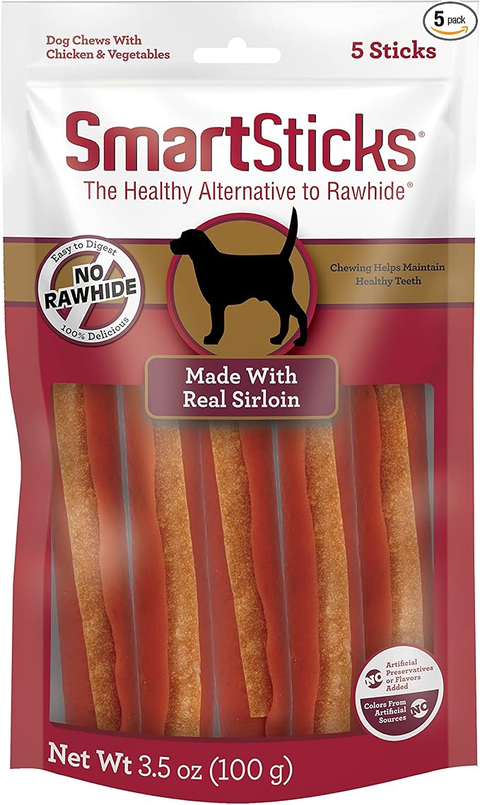SmartBones SmartSticks with Real Sirloin, 3.5 Ounce (Pack of 5)