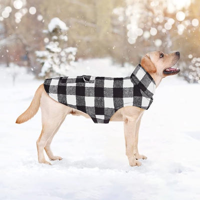 Malier Dog Winter Coat, Classic Plaid Fleece Dog Cold Weather Coats Dog Jacket with Pocket, Windprood Warm Dog Coat Vest Winter Pet Clothes Apparel for Small Medium Large Dogs (White, XXX-Large)