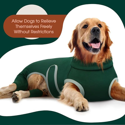 Kuoser Dog Surgery Recovery Suit, Professional Dog Surgical Suit for Back Legs, Soft Dogs Recovery Sleeve to Prevent Licking Biting Wounds, Dogs Onesie After Surgery Elbow Protector, Green S