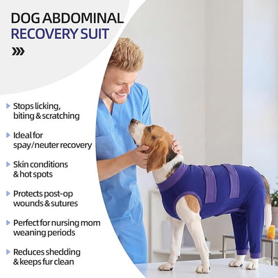 Lelepet Dog Surgery Recovery Suit for Rear Legs, Soft Dog Pants to Prevent Licking, Adjustable Long Sleeve Pet Onesie Pajamas for Dogs, Cone Alternative Leg Sleeve Bodysuit for Dogs After Spay/Neuter