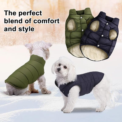 Syhood 2 Pieces Dog Jacket 2 Layers Fleece Lined Dog Jacket Warm Soft Windproof Small Pet Coat for Winter Cold Weather(S,Navy,Green)