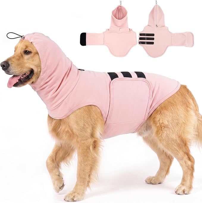 MIGOHI Calming Vest for Large Dogs | Soft XL Dog Anxiety Vest with Head Wrap, Dog Anxiety Jacket for Fireworks, Thunderstorm, Anxiety Shirt for Dogs Vet Visit, Travel,Separation,Pink,XL