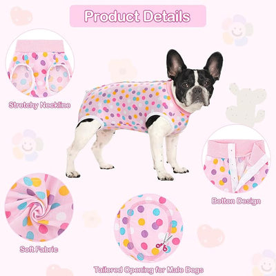 Coppthinktu Recovery Suit for Dogs After Surgery, Dog Onesie Surgery Recovery Suit for Female Spay, Soft Surgical Pajamas Bodysuits for Puppy to Prevent Licking Dog Cone Alternative Dots S