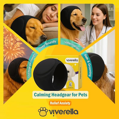 Dog Ear wrap Calming Hoodie Ear Wraps, Comfortable Quiet Ears Cover Muffs Plug Waterproof & Adjustable Dog Head Wrap Bonnet for Noise Protection Firework Grooming Bathing Anxiety Thunderstorms