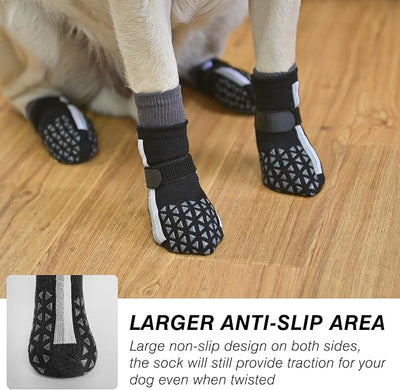SCENEREAL Anti Slip Dog Socks to Prevent Licking Paws, Dog Shoes for Hot/Cold Pavement, Paw Protector Traction Control on Hardwood Floor, Dog Shoes Booties for Puppy Small Medium Large Senior Dogs