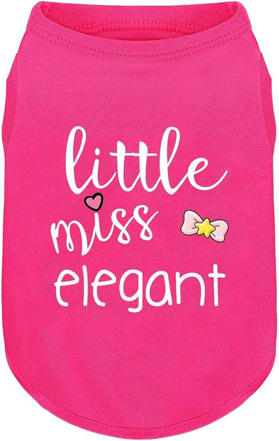 Pink Cotton Dog Shirt with 'Little Miss Elegant' Print, Soft & Breathable Pet Apparel for Small to Large Dogs, All-Season Sleeveless Vest, Cute and Comfortable Dog Outfit.Pink Bow L