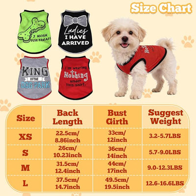hoyuwak 4 Pieces Pet Shirts Funny Dog Printed Clothes Cool Breathable Puppy Sleeveless Vests Dog Outfit for Summer
