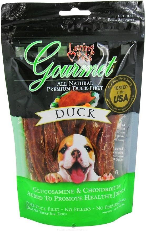 Loving Pets Dlv5502 All Natural Dog Gourmet Jerky Premium Snack Strip, Duck Meat, 4-Ounce,5502