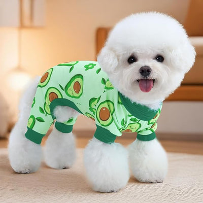 XPUDAC 4 Pieces Dog Pajamas Small Sized Dogs Boy Girl Strechy Soft Pjs Summer Pet Clothes for Dog Cat Puppy Onesies, L