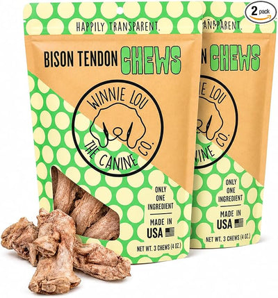 Winnie Lou The Canine Co. Bison Tendon Chews (2 Pack) | Freeze-Dried, Single Ingredient, Fully Digestible
