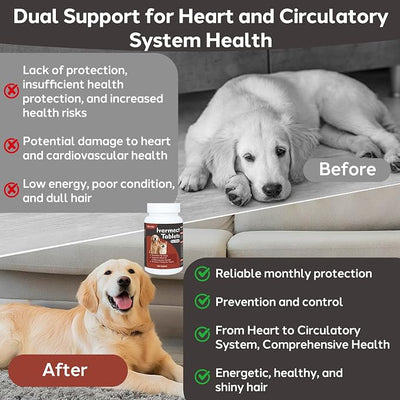 Young Heart for Dogs, lvermect Tablets for Dog – Hawthorn Prevention for Dogs, Heart Health, Circulatory & Cardiovascular System – 7.5 mg, 100 Tablets