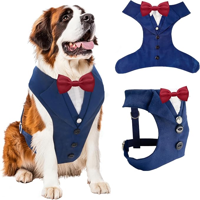 AVERYDAY Dog Tuxedo for Wedding Outfit, Dog Suit and Tie Costumes for Birthday, Halloween, Cosplay, Christmas Party, Pet Formal Wear with Bowtie, Tux for Medium Large Dogs, Bulldog, Labrador, Husky