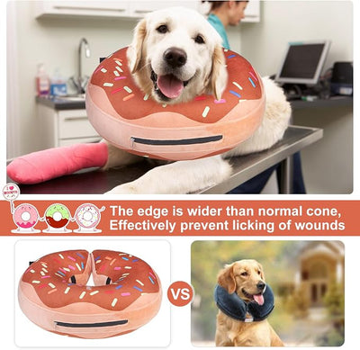 BEAUTYZOO Dog Cone Alternative After Surgery for Large Medium Small Dogs, Soft Inflatable Cone Collars for Dogs Cats, Neck Donut E Collar Dog Recovery Collar to Stop Licking, Chocolate Brown, M