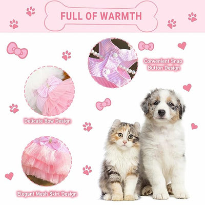 Dog Dresses, Fashion Pet Dog Clothes, Striped Mesh Puppy Dogs Princess Dresses (Purple/Pink(4pack), Medium)