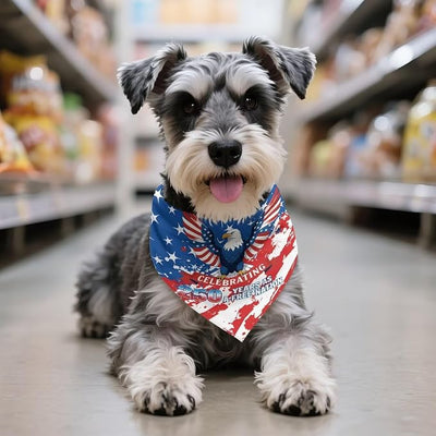 KEIAHUAN 250th Anniversary Dog Bandanas 4th of July Patriotic Pet Bandanas Independence Day Triangle Pet Bibs Scarf Holiday Costume Gift
