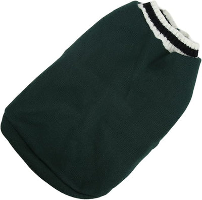 Pet Warm Coat, V Neck Striped College Uniform Pet Knitting Flocking Clothes Vest for Puppy Small Medium Dogs Autumn and Winter Apparel